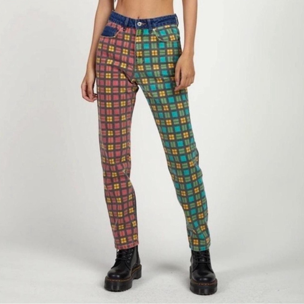 The Ragged Priest printed plaid jeans